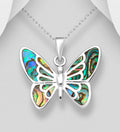 Stunning 925 Sterling Silver Pendant & Chain Featuring a Lovely Butterfly Design  with Abalone Shell