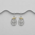 18ct Yellow Gold Bird in a Tree 925 Sterling Silver Drop/Hook Earrings