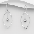 Wire Twist Drop/Hook Earrings With Hanging Ball  925 Sterling Silver